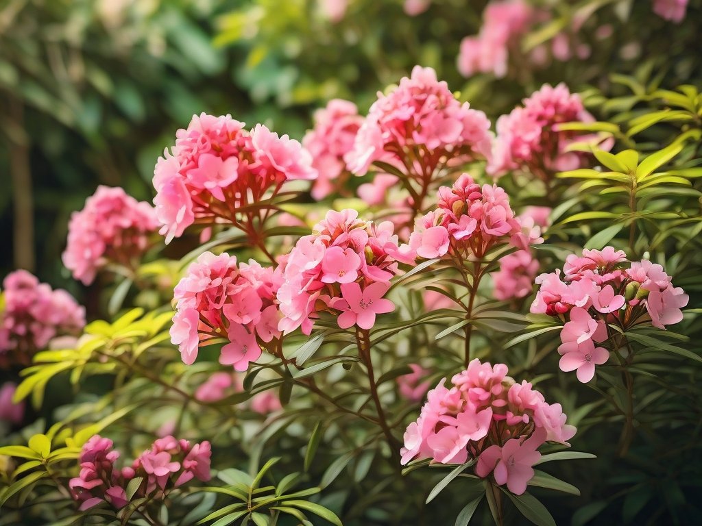 Een bloeiende Choisya ternata omringd door andere planten in een rustige tuin.